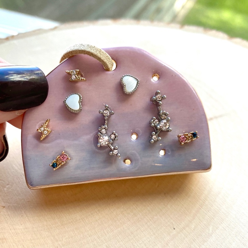 NWT Free People Dreamer Ceramic Stud Earring Set Gold Silver - Picture 12 of 16
